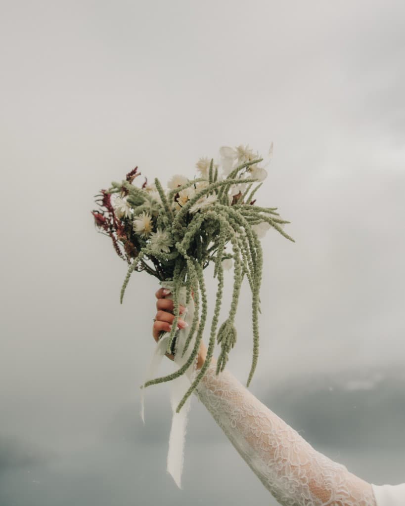 Styled wedding shoot — bouquet detail in Stranda